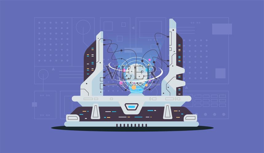 量子计算机.软件开发和编程.矢量插图网站